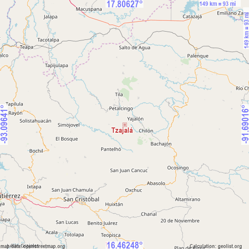 Tzajalá on map