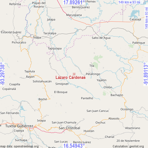 Lázaro Cárdenas on map