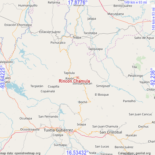 Rincón Chamula on map