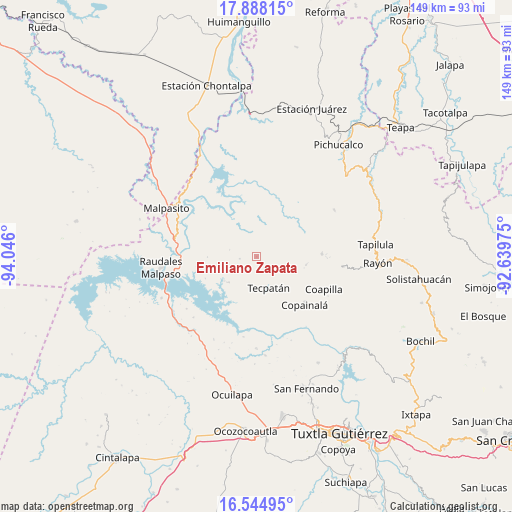 Emiliano Zapata on map