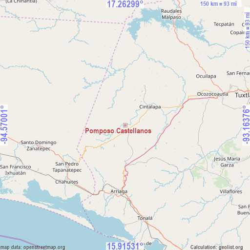 Pomposo Castellanos on map