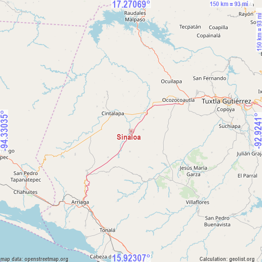 Sinaloa on map