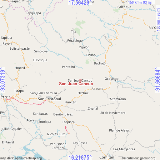 San Juan Cancuc on map