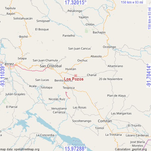 Los Pozos on map