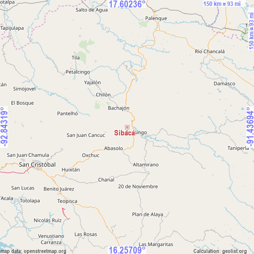 Sibacá on map