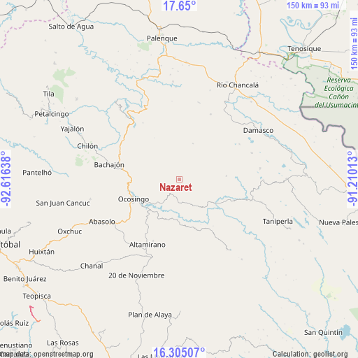 Nazaret on map