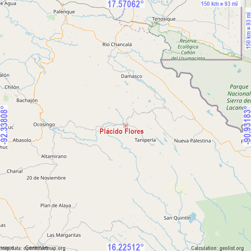 Plácido Flores on map