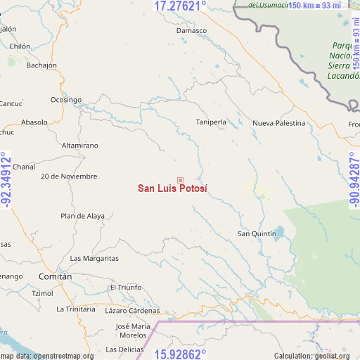 San Luis Potosí on map