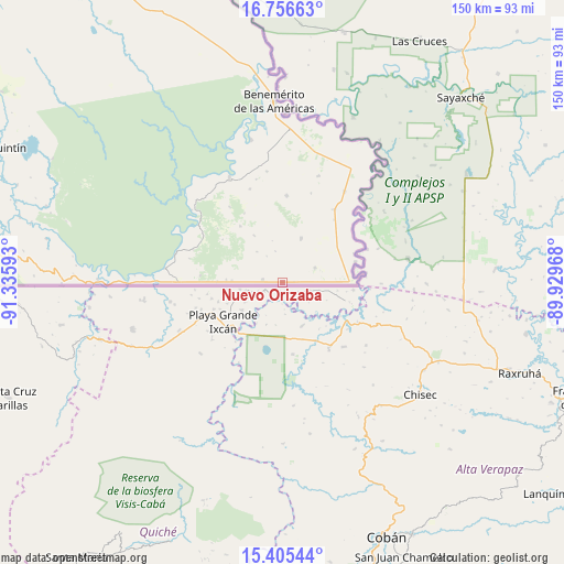 Nuevo Orizaba on map