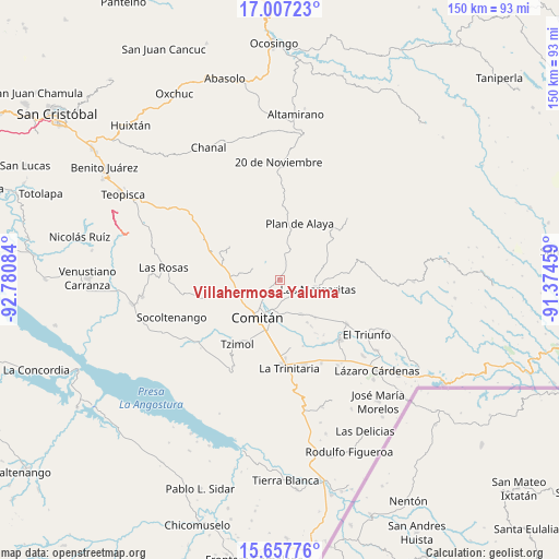 Villahermosa Yaluma on map