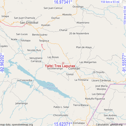 Yaltzi Tres Lagunas on map