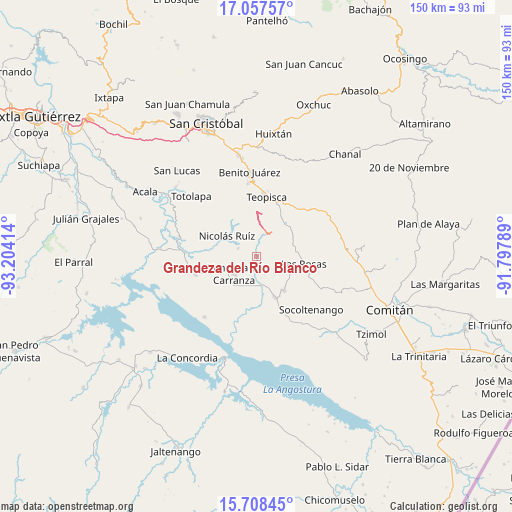 Grandeza del Río Blanco on map