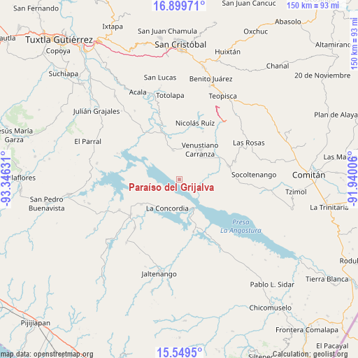 Paraíso del Grijalva on map