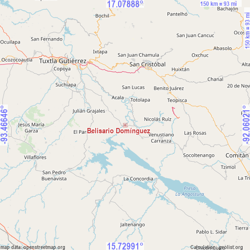 Belisario Domínguez on map