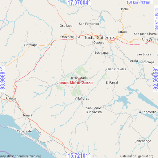 Jesús María Garza on map