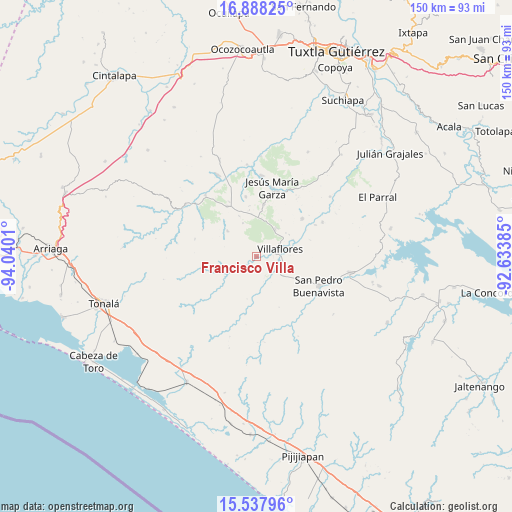 Francisco Villa on map