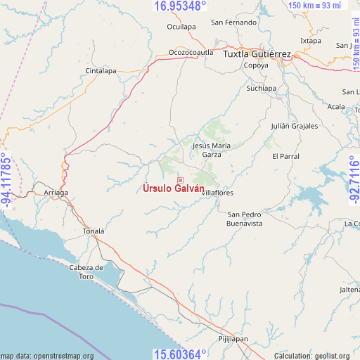 Úrsulo Galván on map