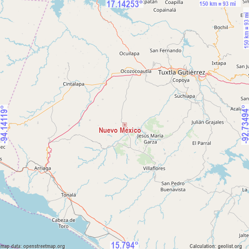 Nuevo México on map
