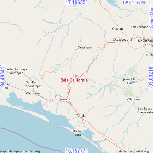 Baja California on map