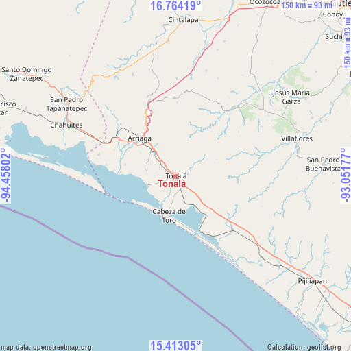 Tonalá on map