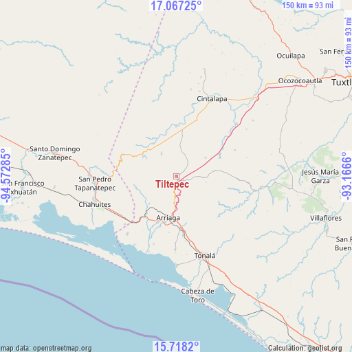 Tiltepec on map