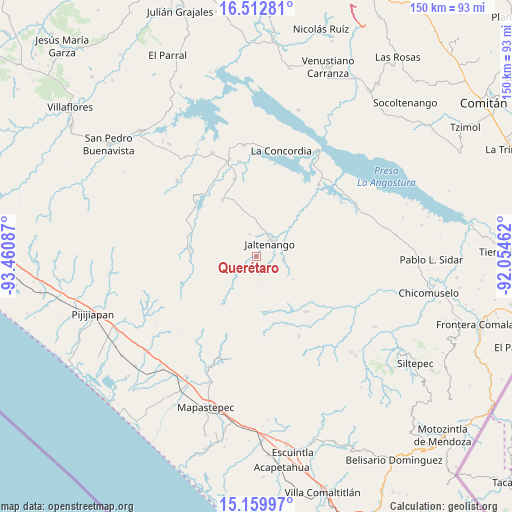 Querétaro on map