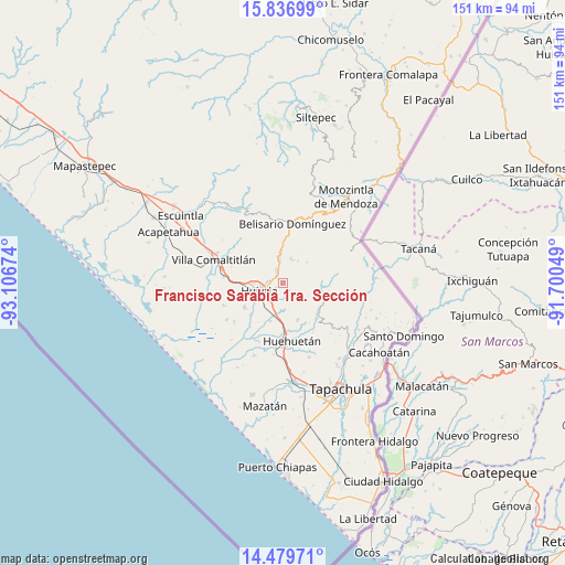 Francisco Sarabia 1ra. Sección on map