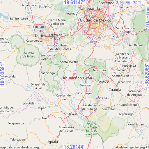 Ahuatenco on map