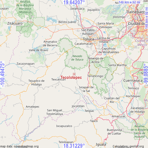 Tecolotepec on map