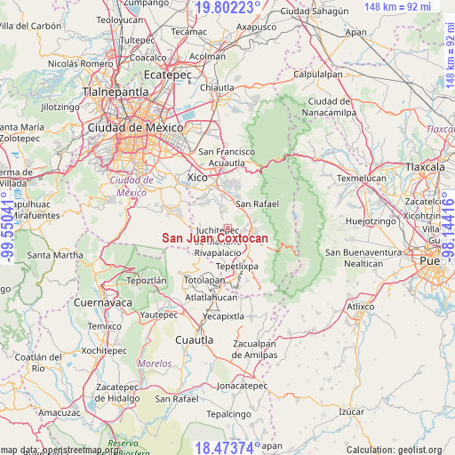 San Juan Coxtocan on map