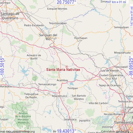 Santa María Nativitas on map