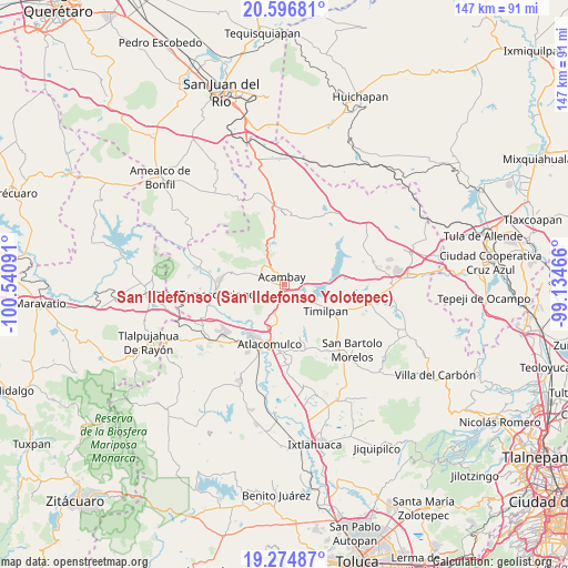 San Ildefonso (San Ildefonso Yolotepec) on map