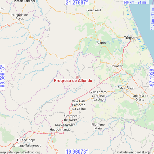 Progreso de Allende on map