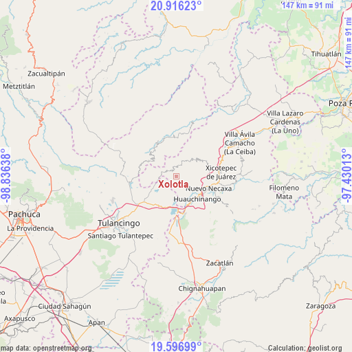 Xolotla on map