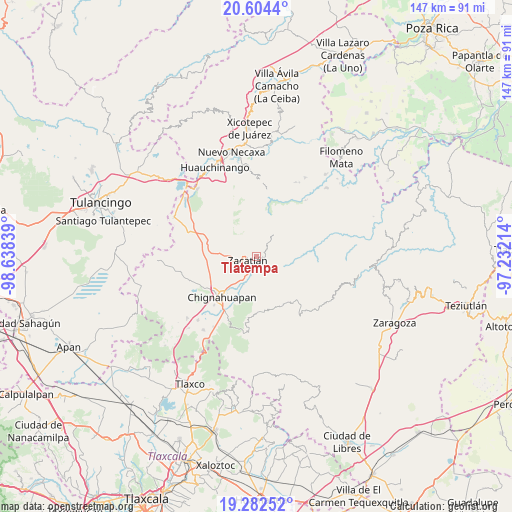 Tlatempa on map