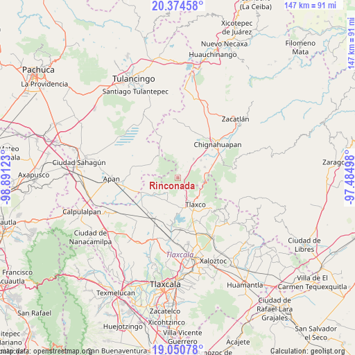 Rinconada on map