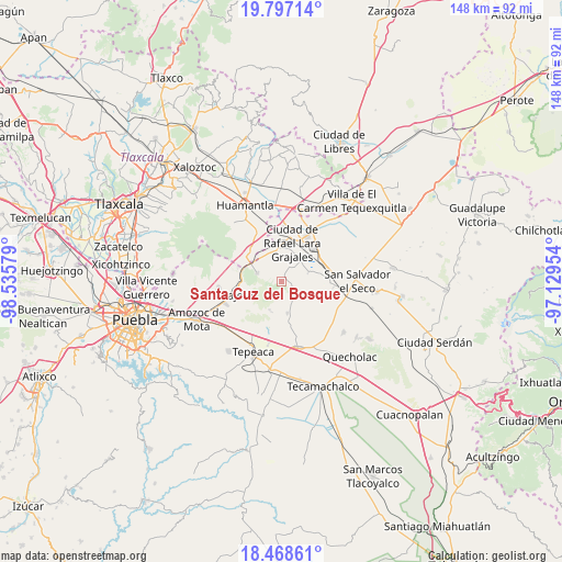 Santa Cuz del Bosque on map