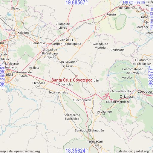 Santa Cruz Coyotepec on map