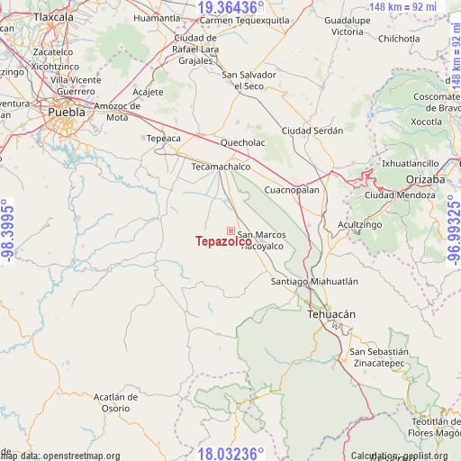 Tepazolco on map