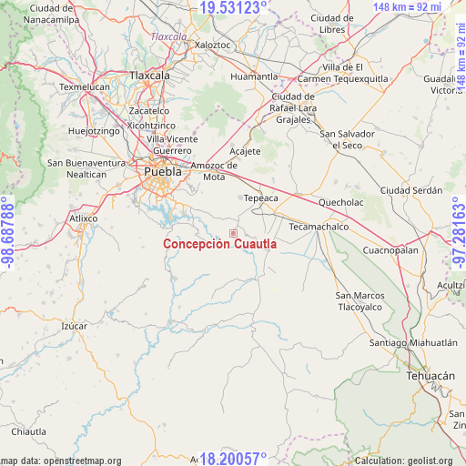 Concepción Cuautla on map