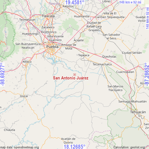 San Antonio Juárez on map