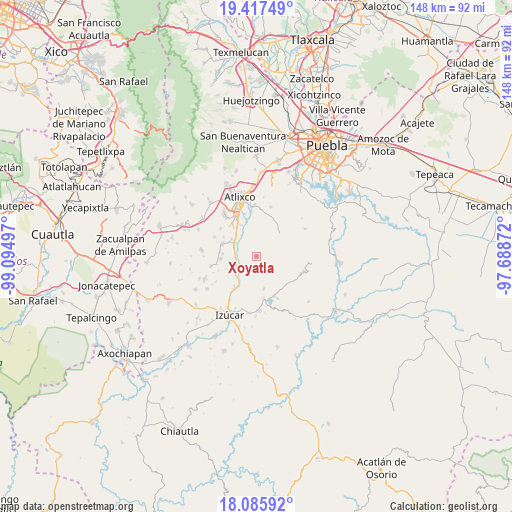 Xoyatla on map