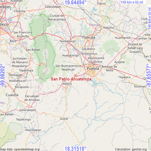 San Pablo Ahuatempa on map