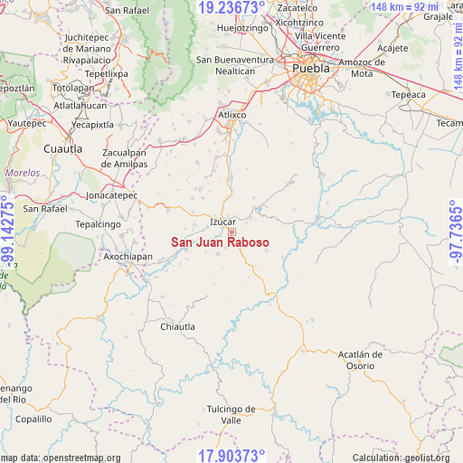 San Juan Raboso on map