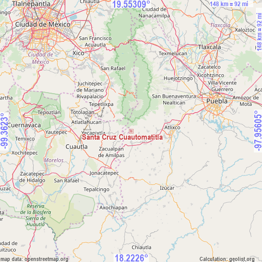 Santa Cruz Cuautomatitla on map