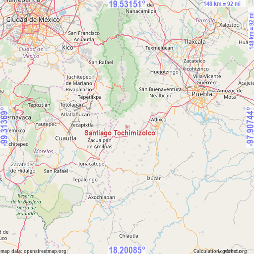 Santiago Tochimizolco on map