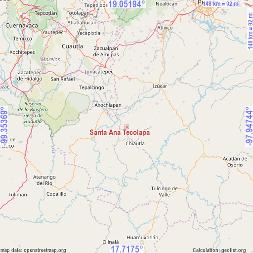 Santa Ana Tecolapa on map