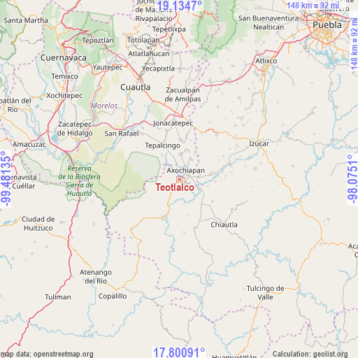 Teotlalco on map