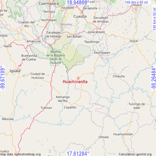 Huachinantla on map