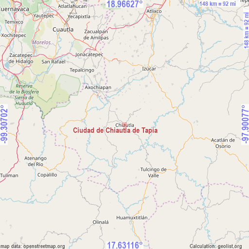 Ciudad de Chiautla de Tapia on map